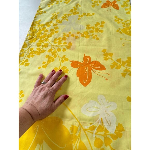 Vintage 70s pillowcase, yellow orange white butterflies, single casing - Picture 3 of 8